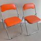 Chaises pliantes vintage chrome / skaï orange Soudexvinyl