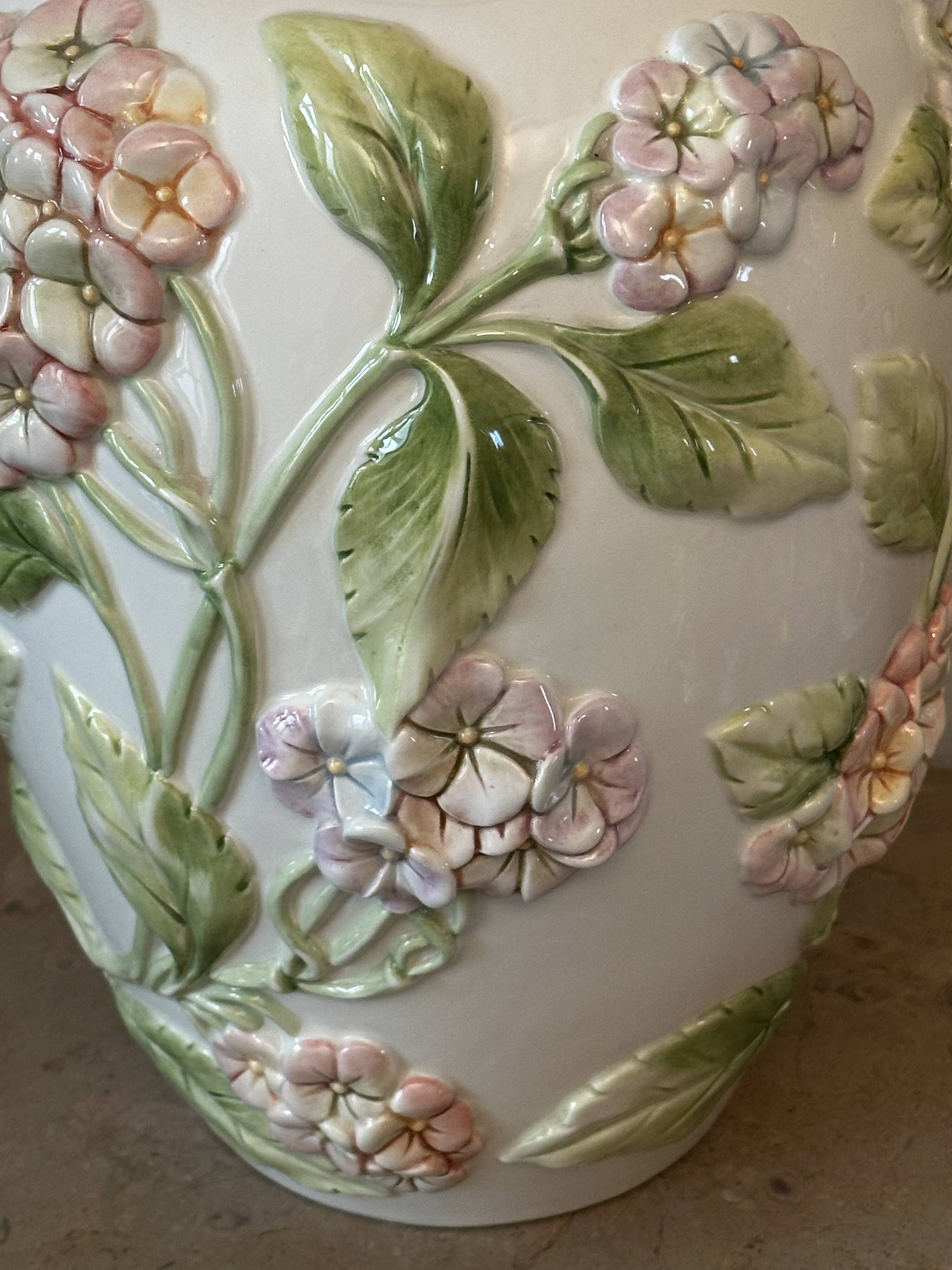 Chaumette Model Hortensias Lamp Base - Barbotine H 40 cm