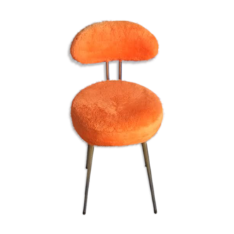 Chaise ancienne moumoute orange