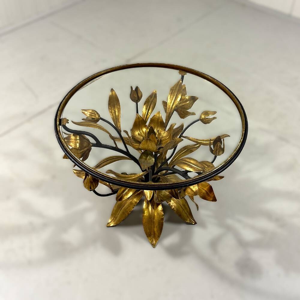 Hans Kögl gilded metal and glass coffee / side table