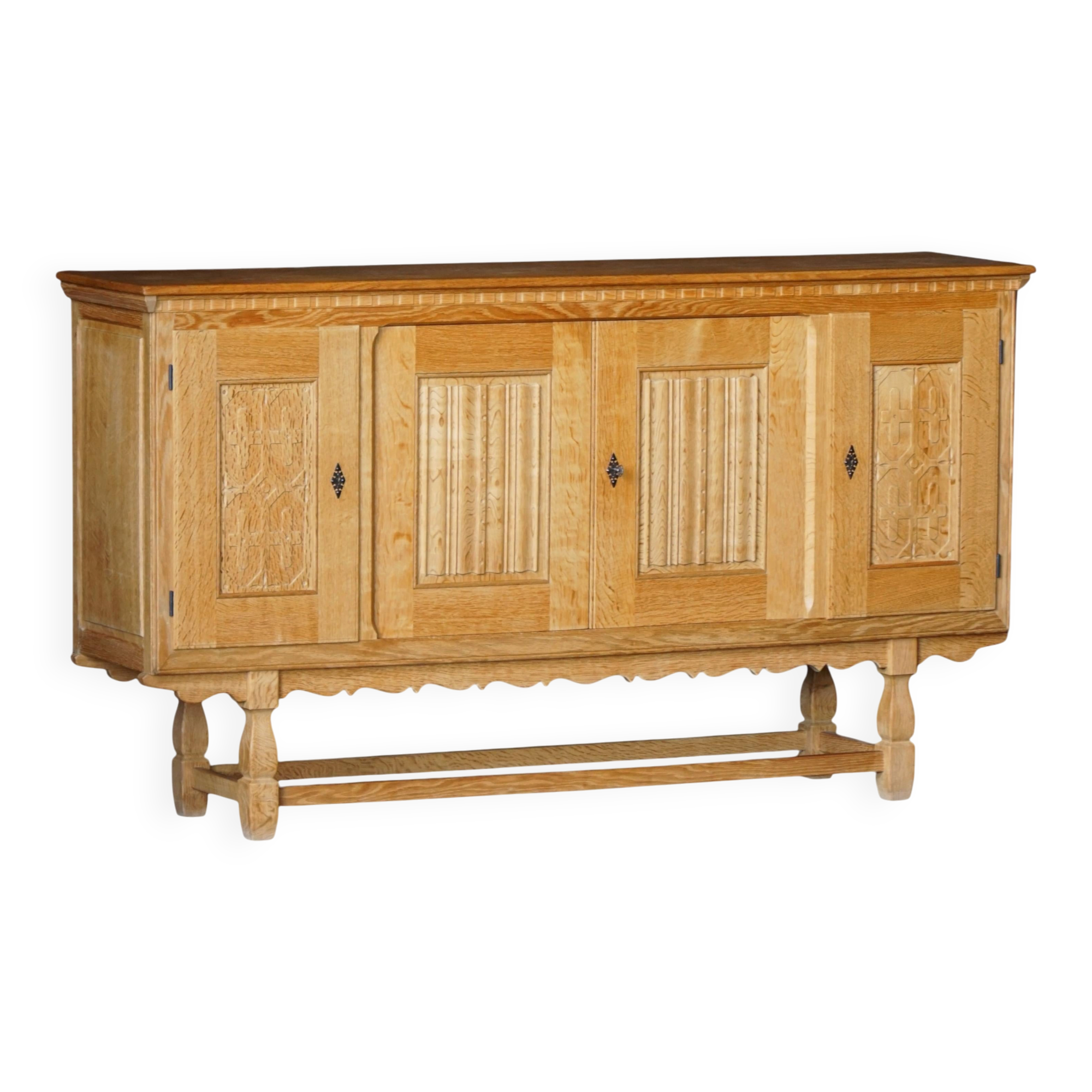 Henning Kjærnulf for EG Møbler, solid oak sideboard, Danish modern, 1960s.