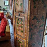 2-door wardrobe with painted patterns on wood