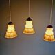 Set of 3 Art Deco marbled opaline pendant lights, 1920s-30s