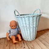 Vintage wicker paniery painted blue