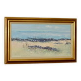 Mid-Century Swedish Original Painting Oil on Canvas "Beach in the Parish of Gårdby" by Jim Ronald Lindholm -- vintage and framed