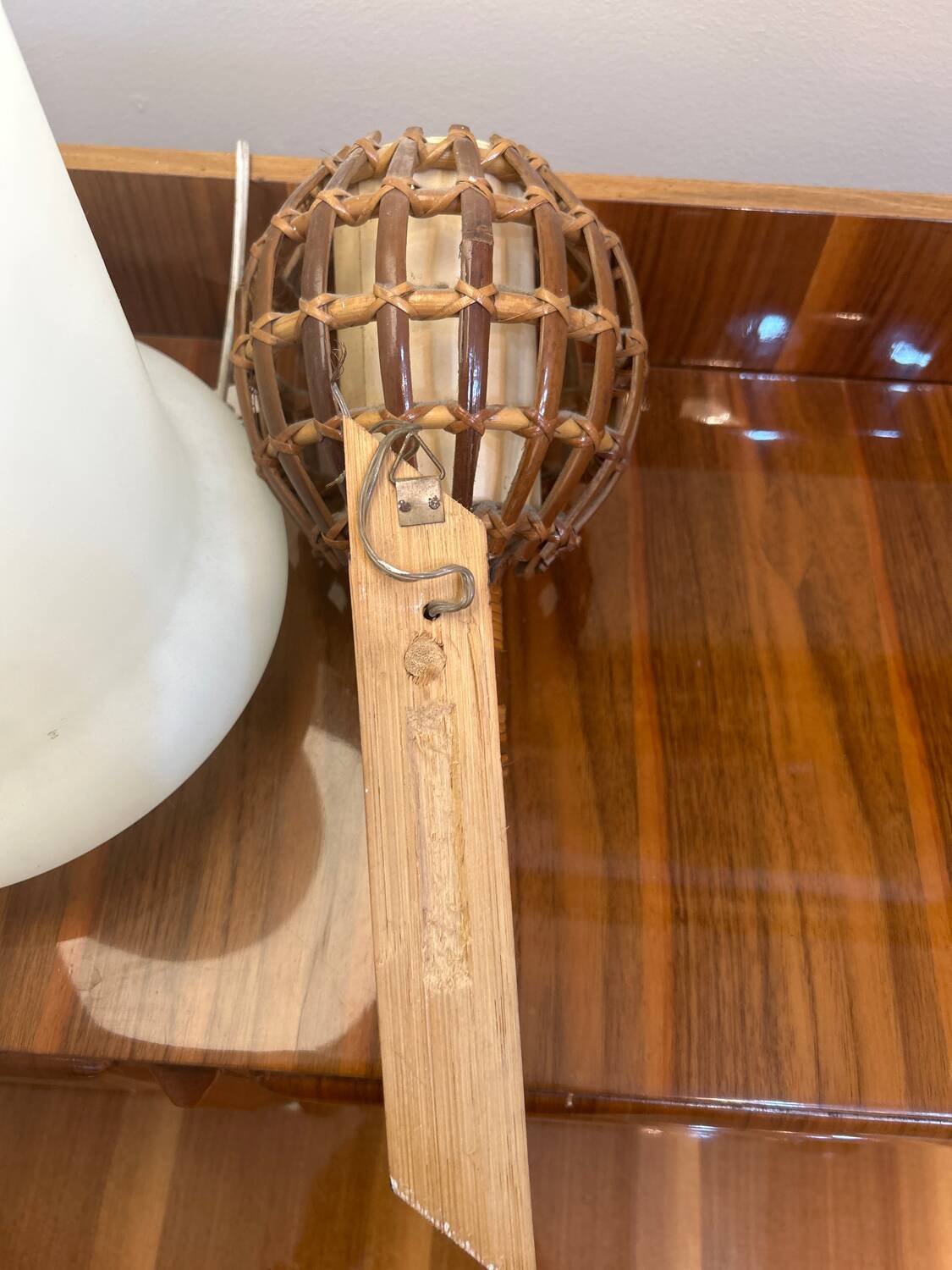 Pair of wall lights, rattan, 1950