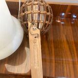 Pair of wall lights, rattan, 1950