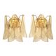 Set of Two Amber “Rondini” Murano Glass Gold Wall Sconce in Mazzega Style