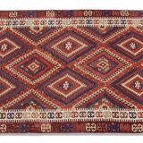 Anatolian Kilim Rug: 1900s Turkish Wool Flatweave, Geometric Tribal Design