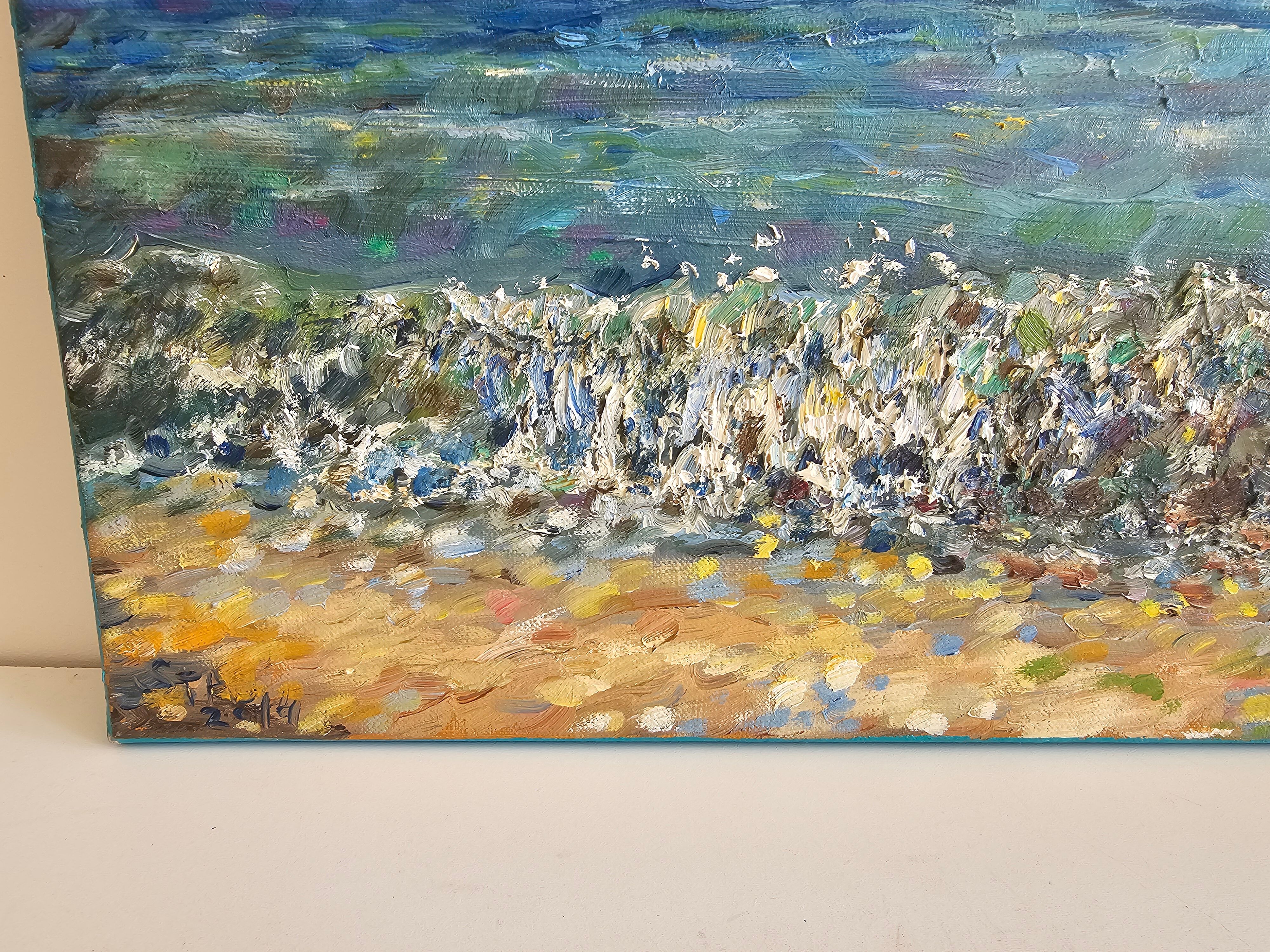 Oil painting on canvas - Seascape Cap Ferrat signed STAS Stanislav Dy
