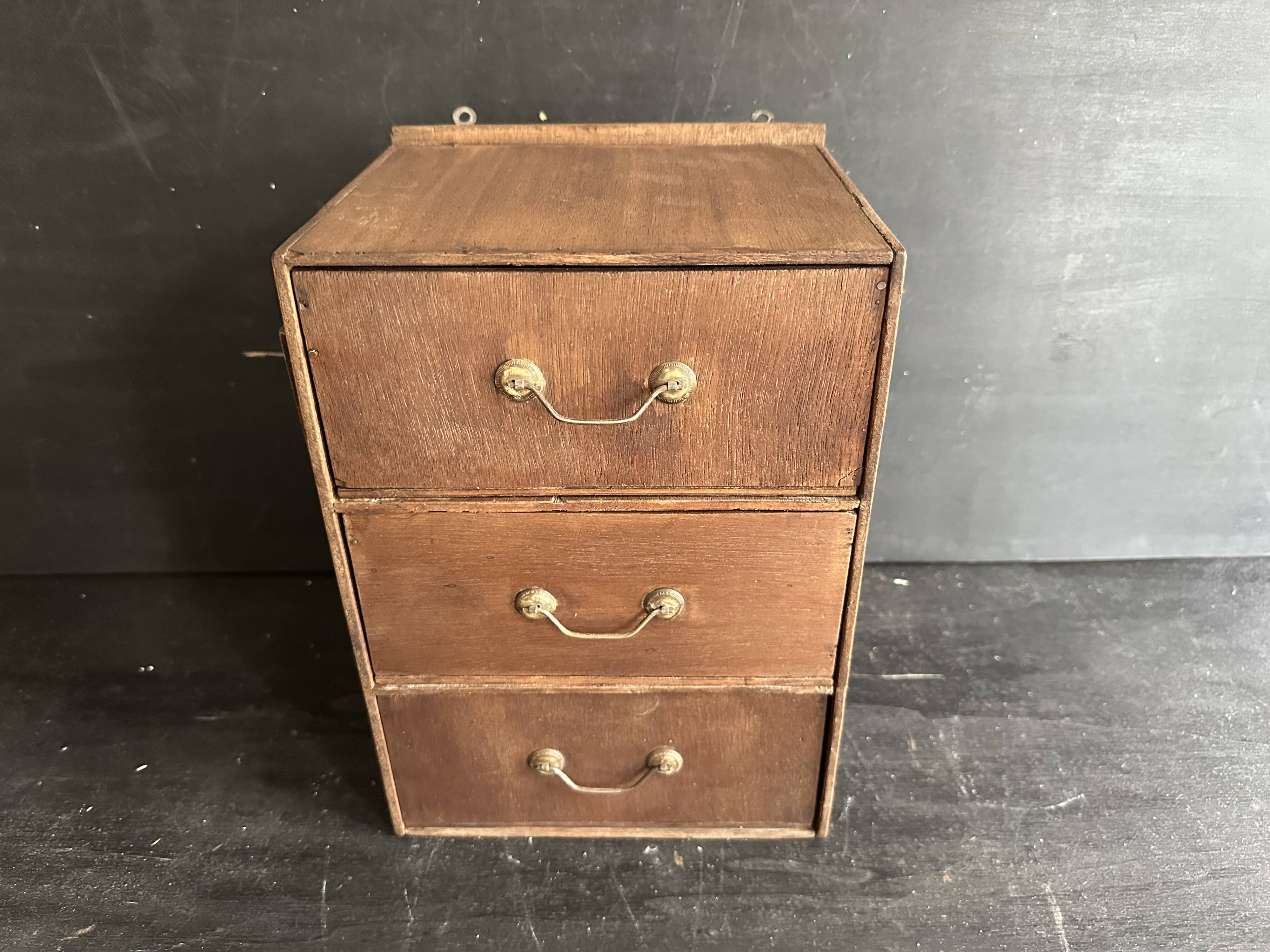 Small antique wooden drawer unit with floral painting, 1900.