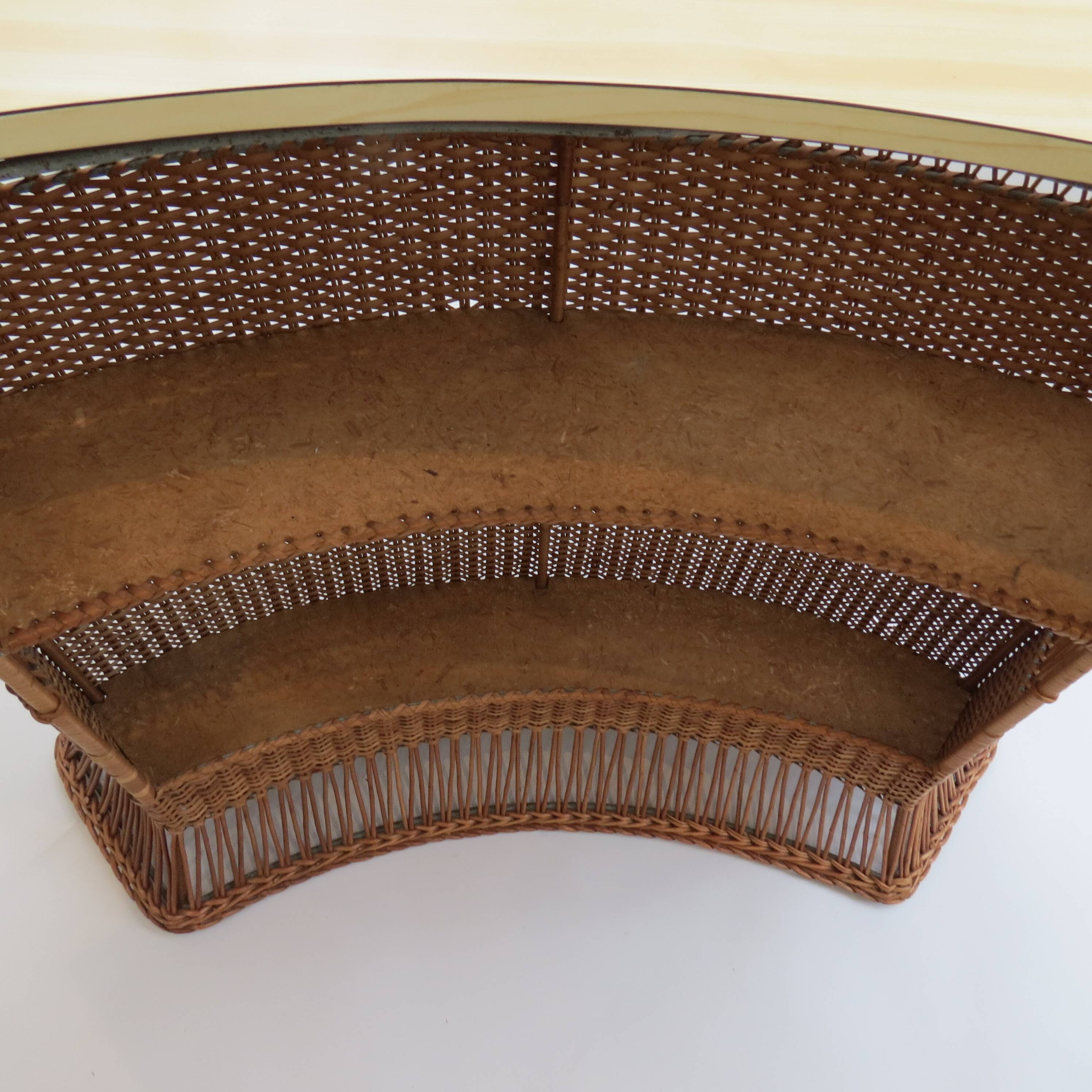 1970s rattan boho freestanding bar