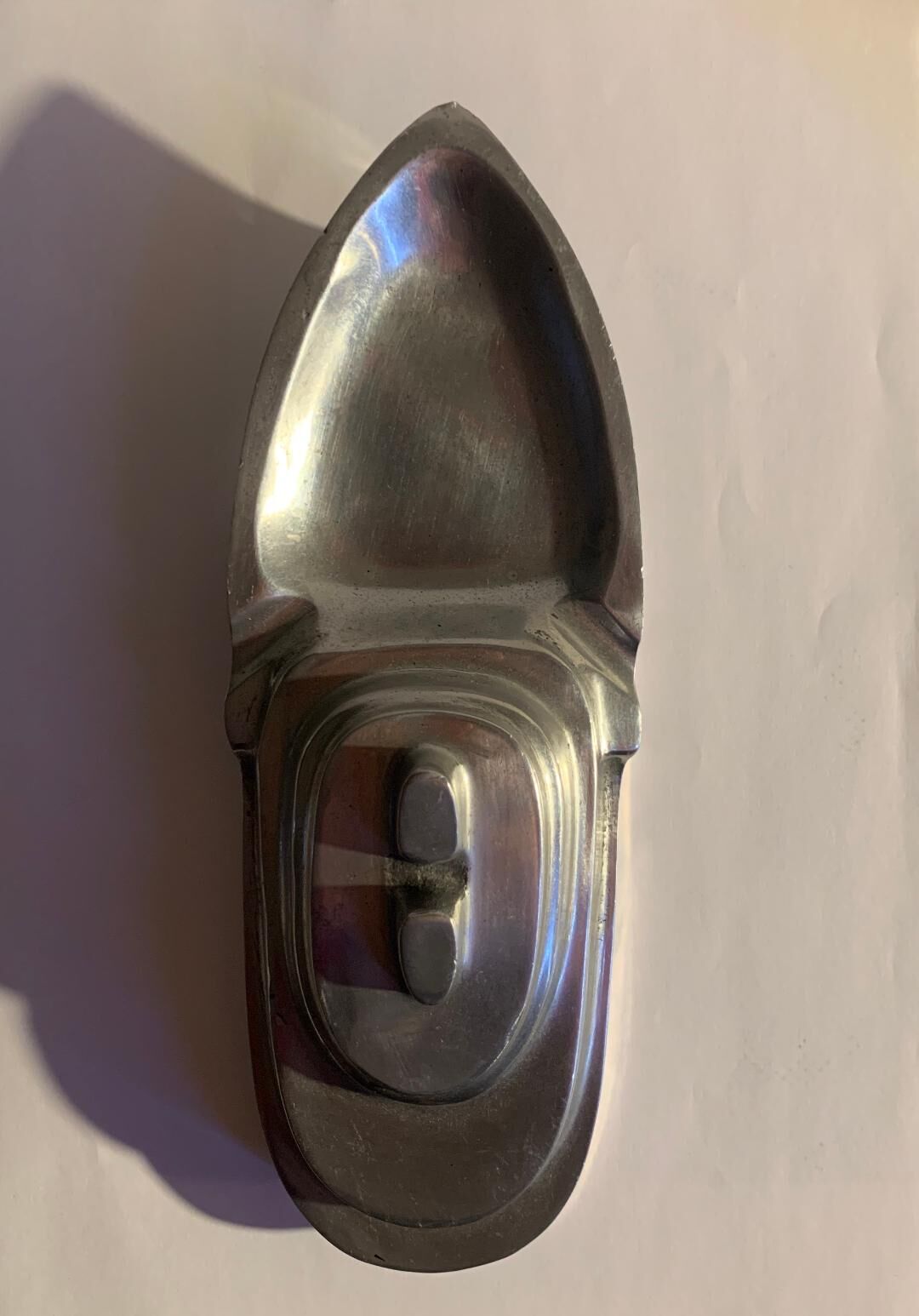 Ashtray, empty pocket aluminum boat 1950s