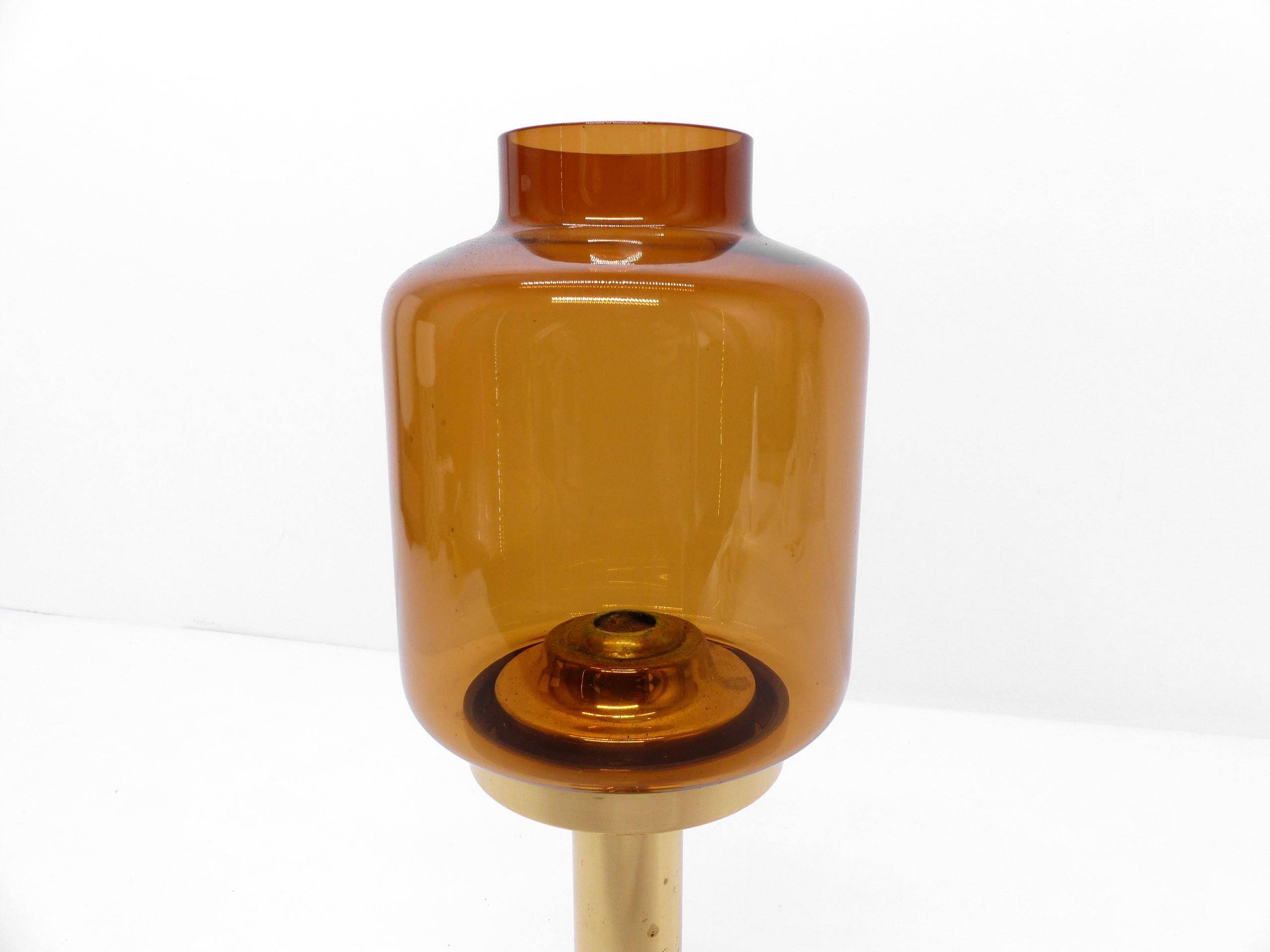 Hans-Agne Jakobsson Markaryd L 10232 Amber Glass Candle Holder 1960