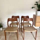 Set of 4 chairs No. 71 Niels Otto Moller, teak and Danish rope