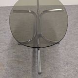 Space age coffee table in tubular and smoked glass, 60s-70s