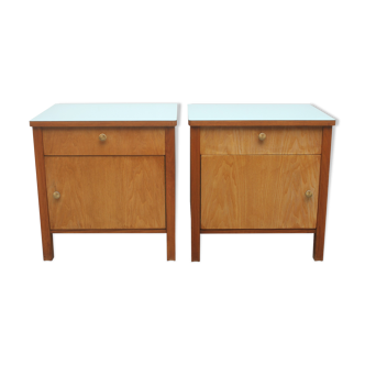 Paire de table de chevet commode des années 1950 en cendre et formica