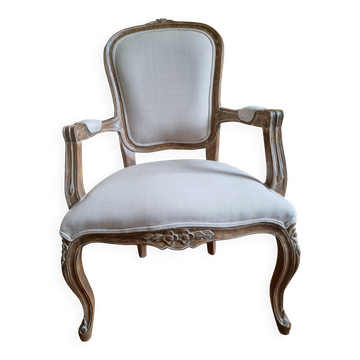 Louis XV cabriolet armchair in carved wood – 19th century – beige fabric