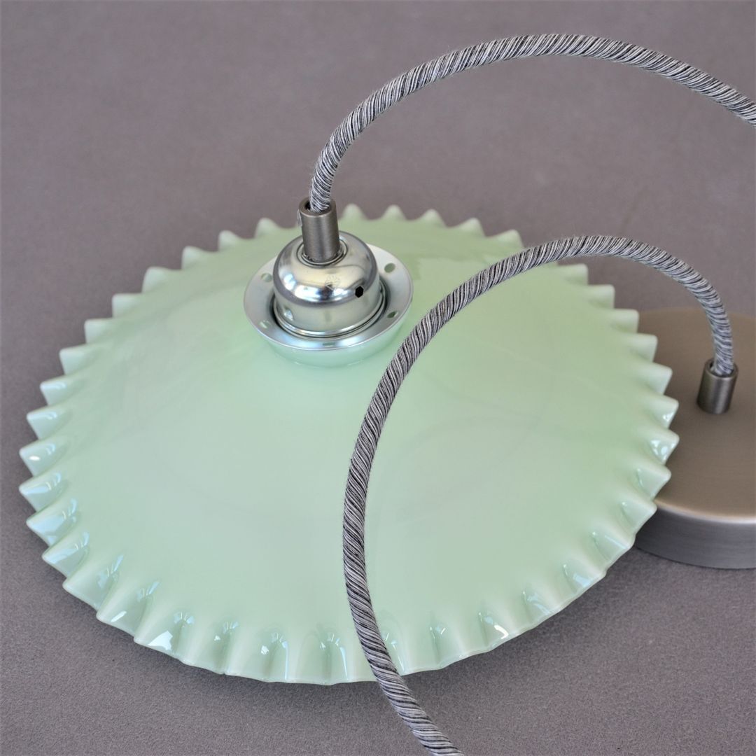 Vintage suspension in opaline scalloped mint color with water