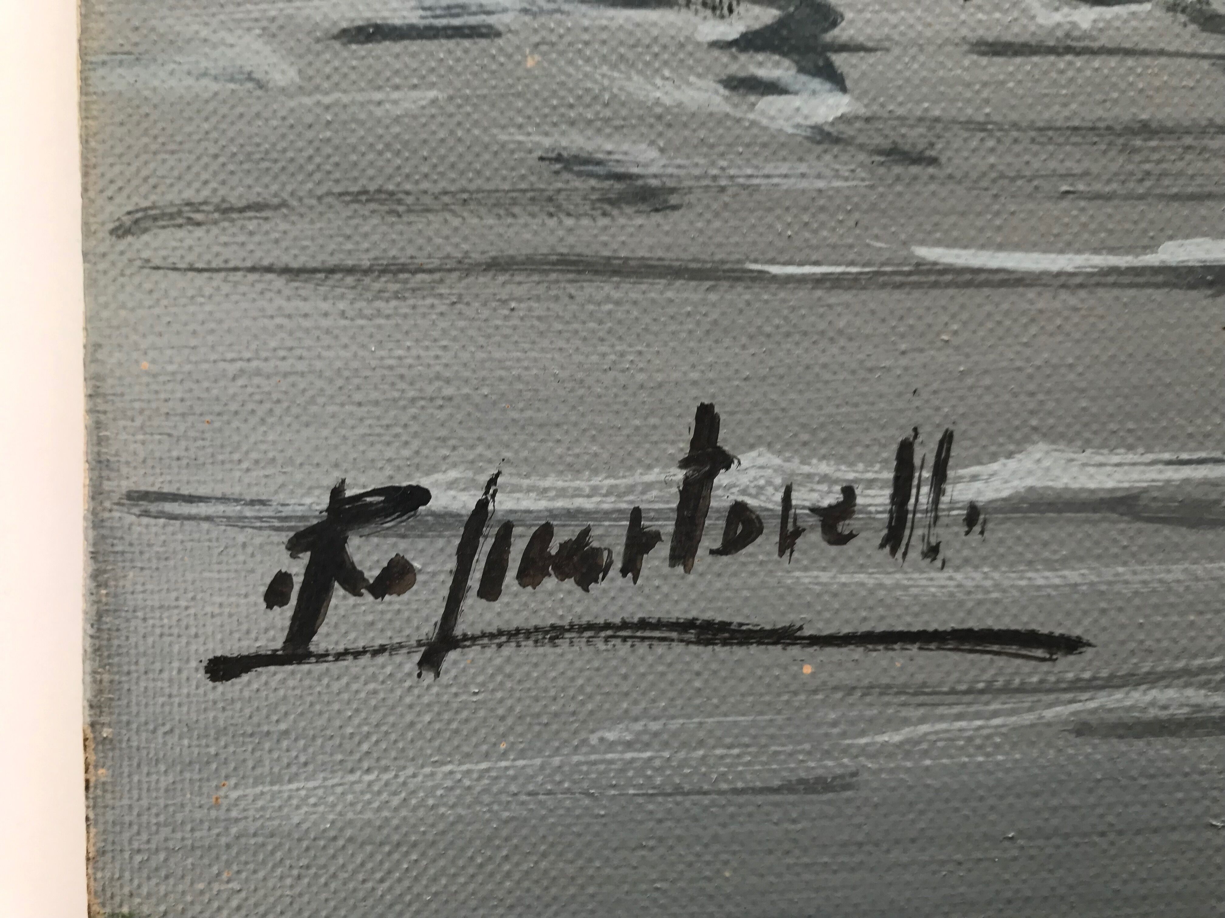 Table on canvas in marine oil