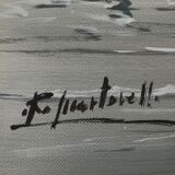 Table on canvas in marine oil