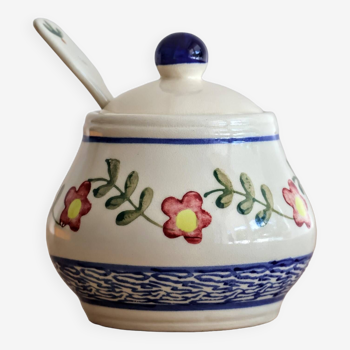 Ceramic jam pot with floral decoration