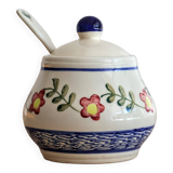 Ceramic jam pot with floral decoration