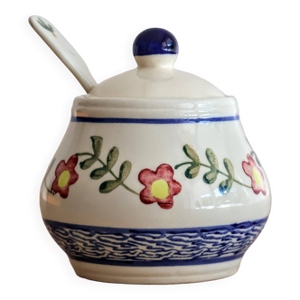 Ceramic jam pot with floral decoration