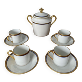 Service of 4 cups + 1 sugar bowl a café f. legrand & cie limoges porcelain