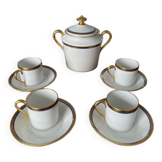 Service of 4 cups + 1 sugar bowl a café f. legrand & cie limoges porcelain