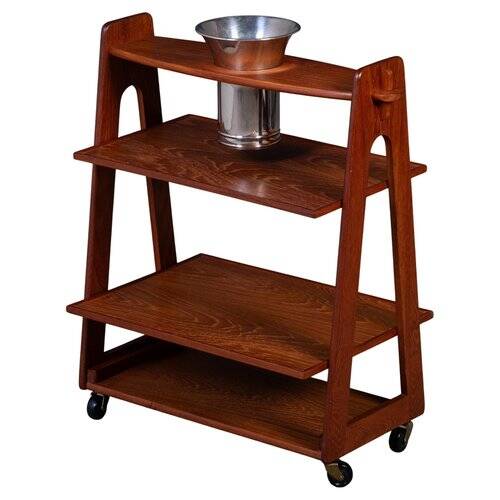 Teak Serving Trolley with Champagne Bucket, Denmark, 1960s