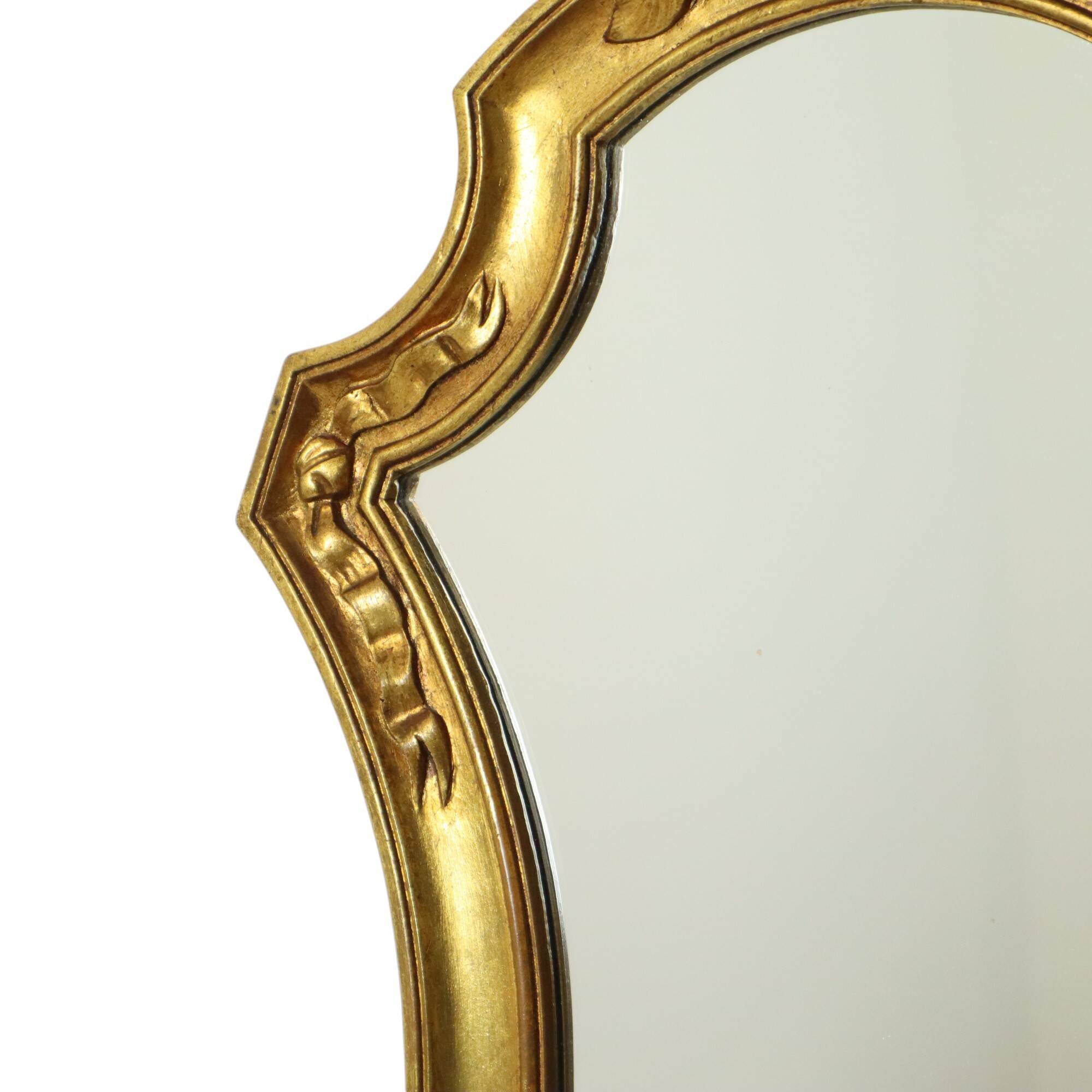 Classic Gold Crested Mirror Baroque Style Sixties 61cm