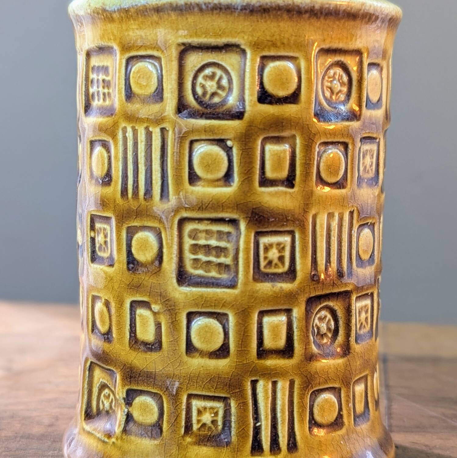 West Germany Bay 60-14 vase, vintage ceramic, geometric decoration