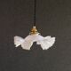 Old white glass pendant light with translucent net - circa 1930. Brass socket and new cable