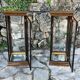 Pair of display cases in magnifying glass and black & gold lacquer, 20th century period