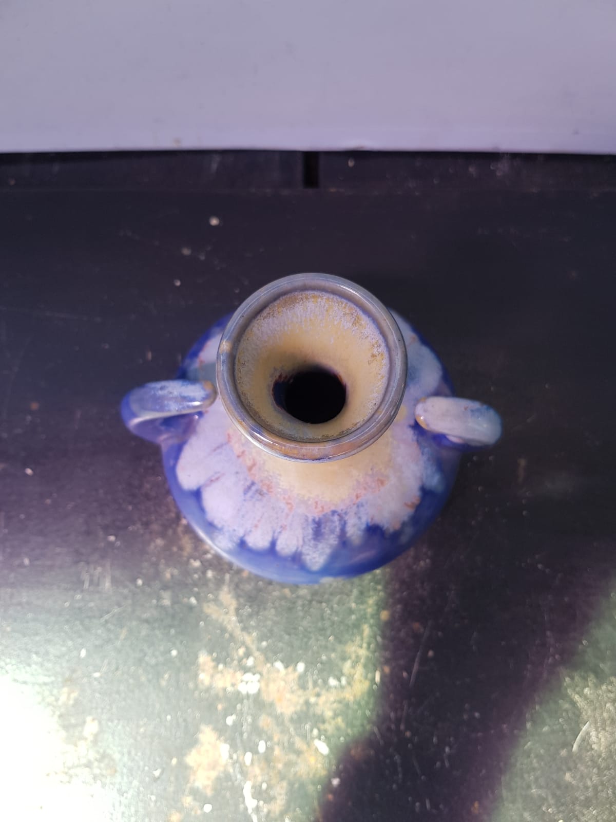 Old vase alpho ceramic blue 1970