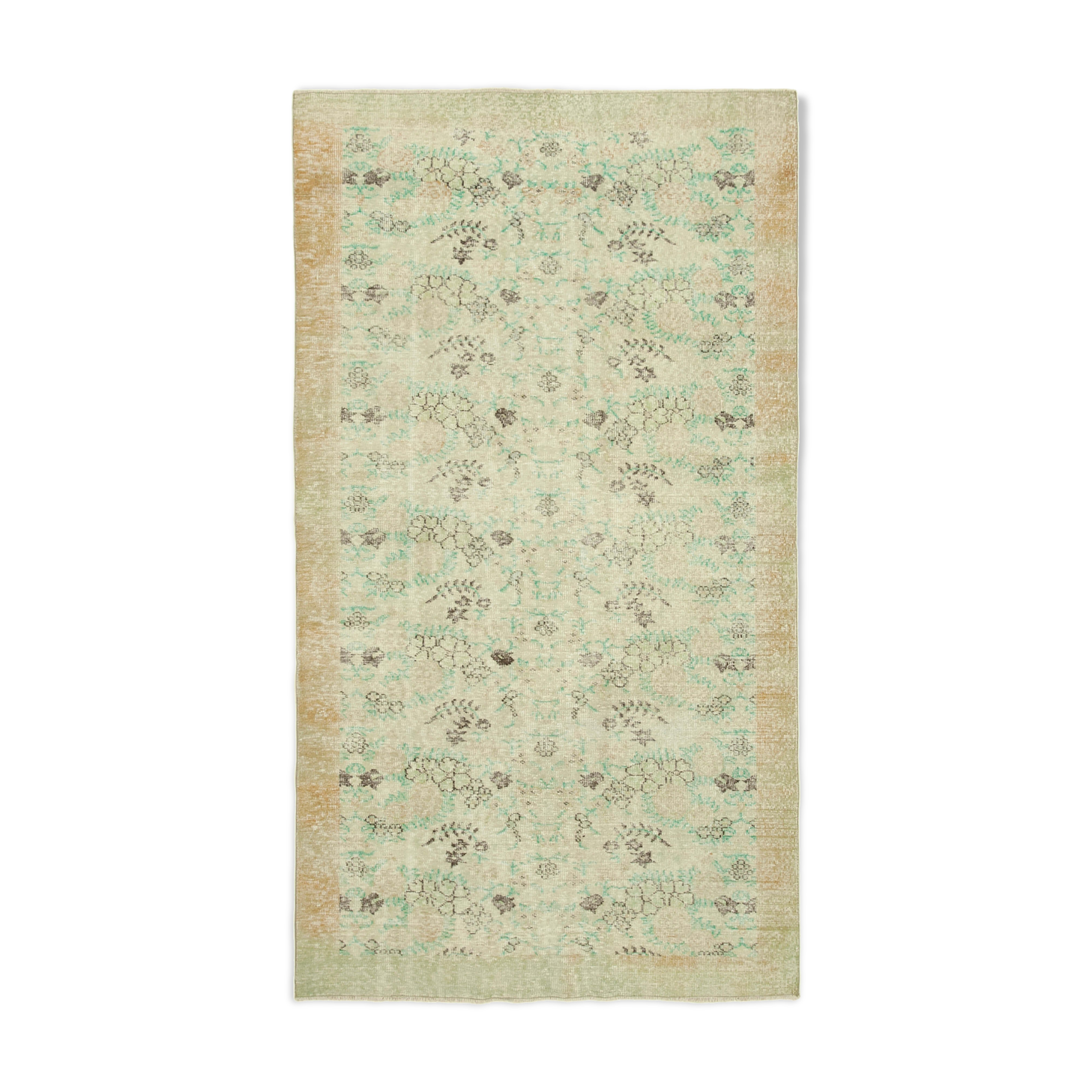 Handmade wool oriental beige rug 181 cm x 327 cm