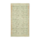 Handmade wool oriental beige rug 181 cm x 327 cm