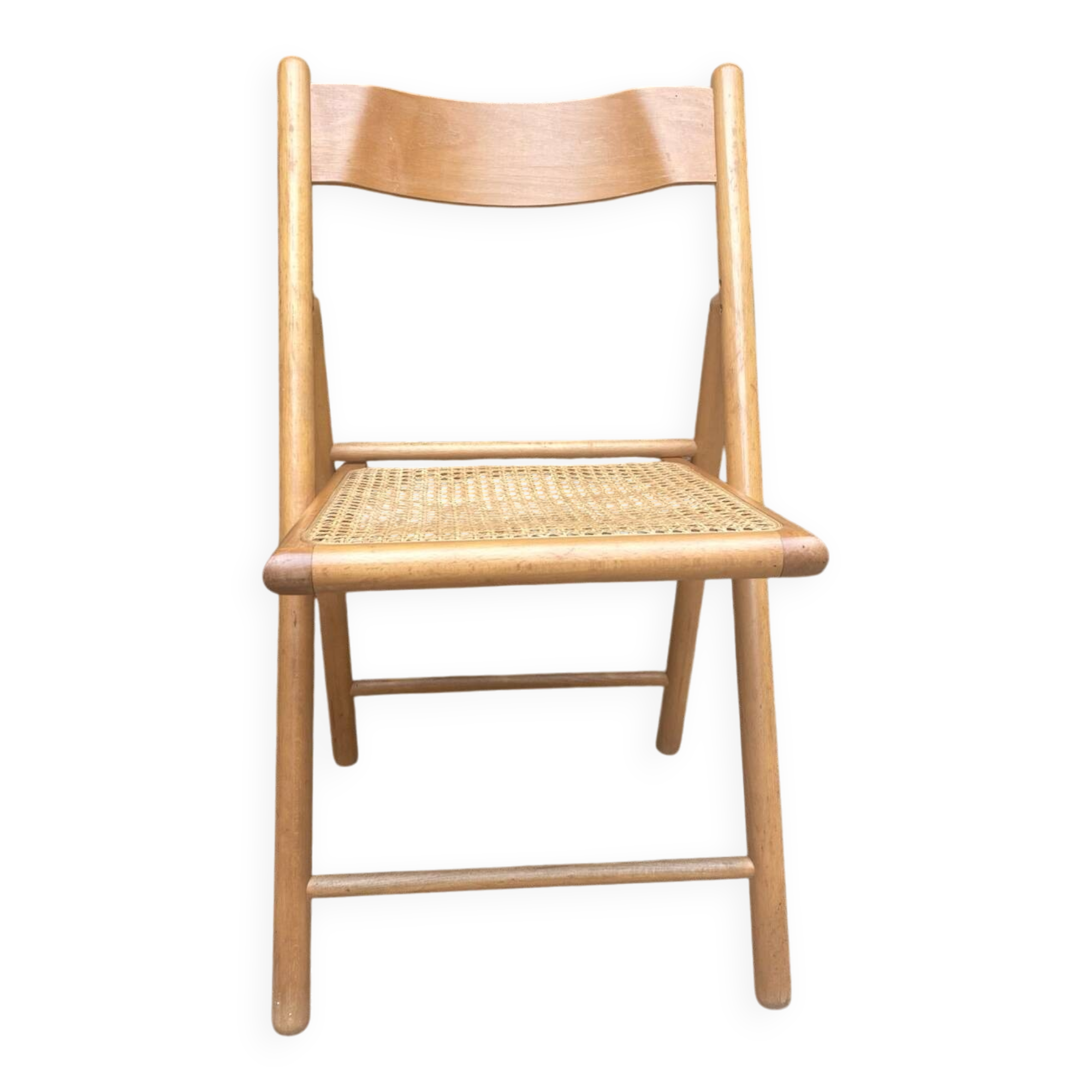 80s wooden and cane folding chair