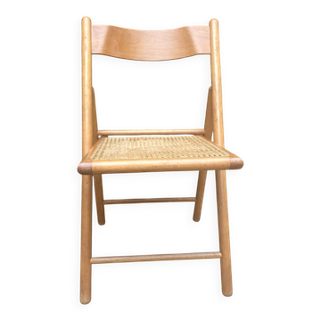 80s wooden and cane folding chair