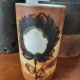 Vintage vase in enamelled stoneware La Colombe. Atelier Madeleine Brault.70s. 1970