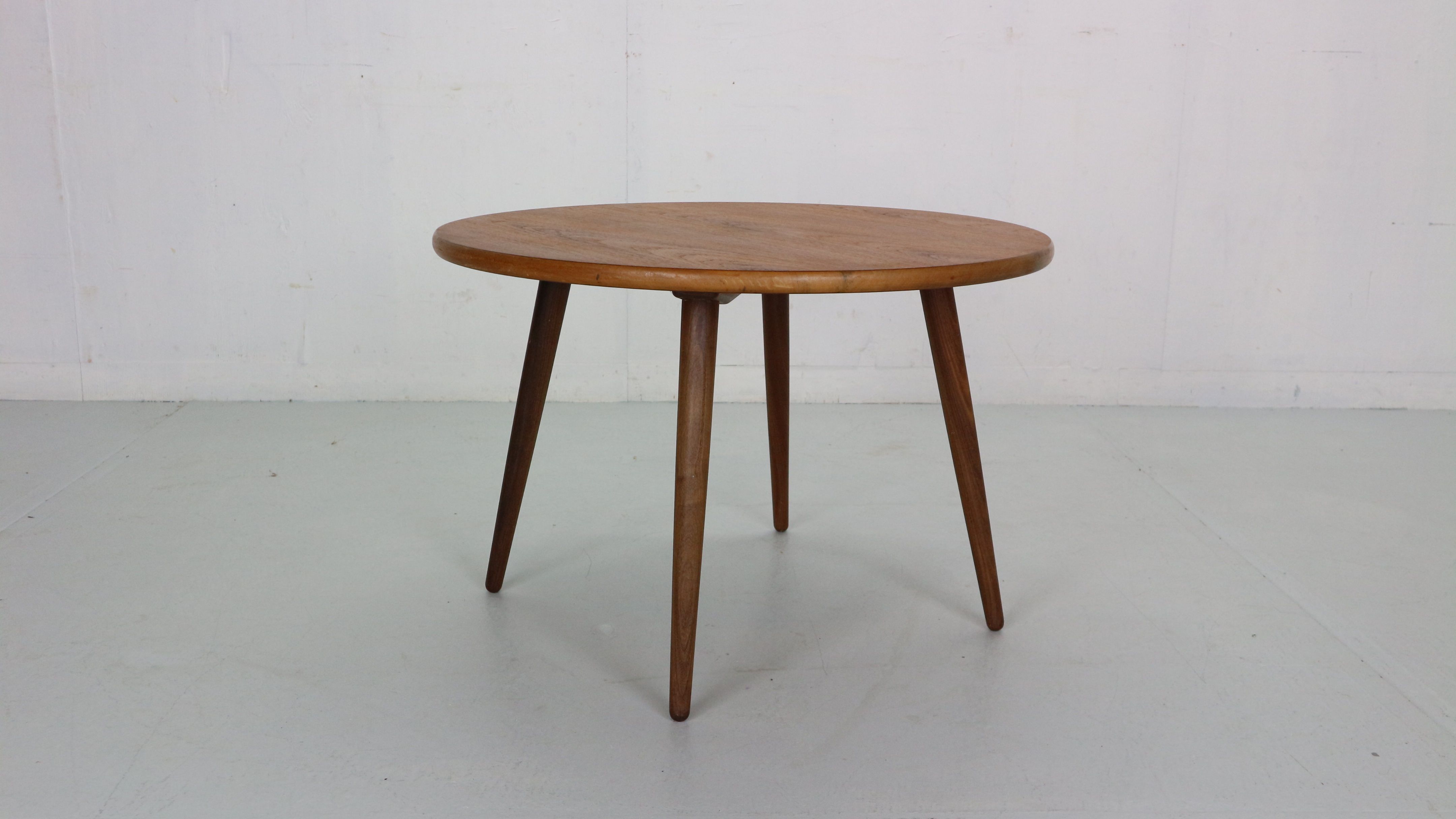Scandinavian modern teak round coffee table, 1960's denmark