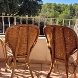 Chestnut braid armchairs from the 70s