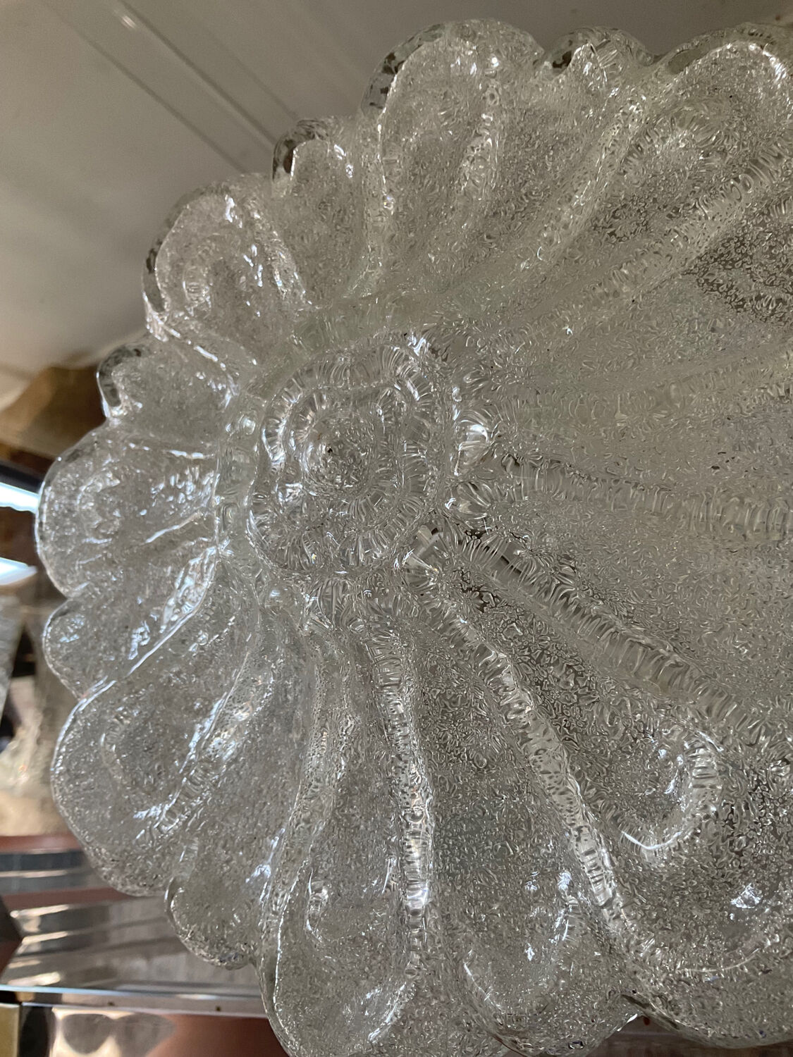 Molded glass wall lamp from the 70s
