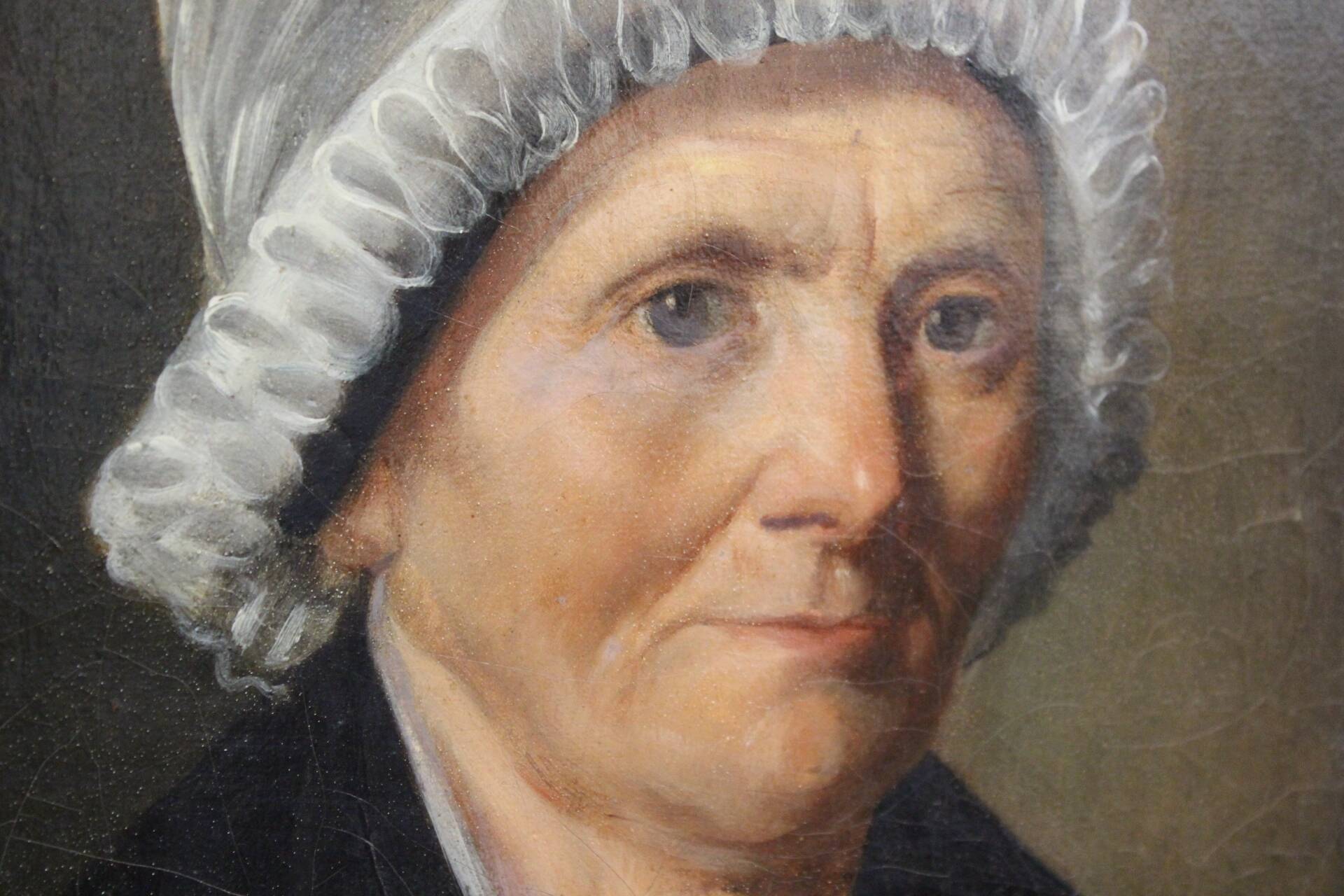 Oil on canvas, Woman with a white headdress dated 1840