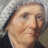 Oil on canvas, Woman with a white headdress dated 1840