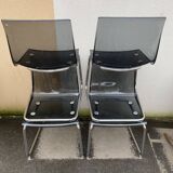 Set of 4 vintage chrome metal and plexiglass chairs