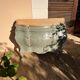Renovated curved tomb chest of drawers in clay green and wood