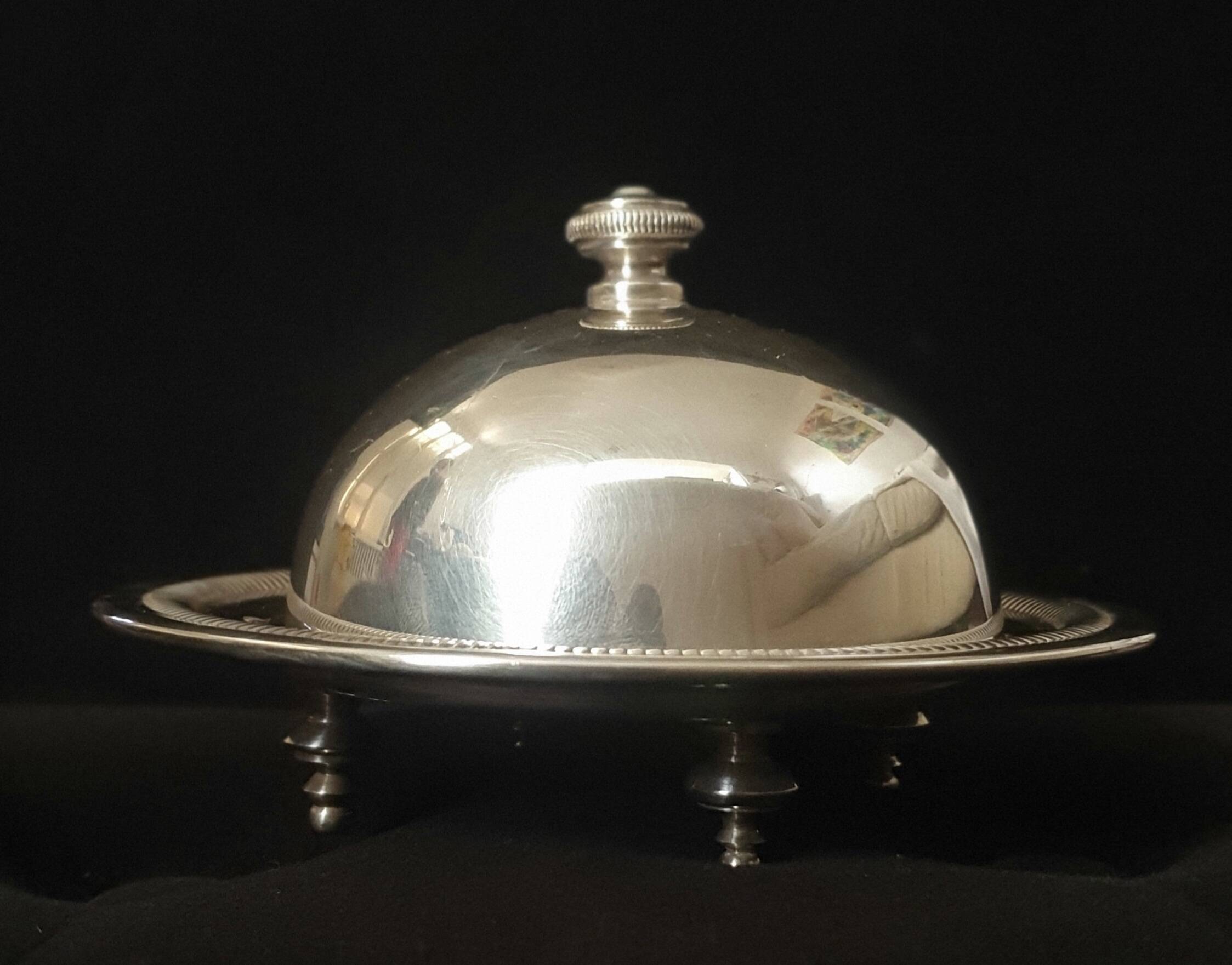 Silver metal caviar display