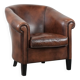 Great luxurious brown cowhide club armchair with matching piping